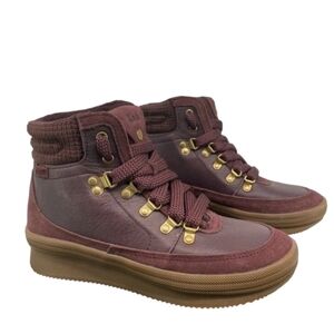KEDS Midland Luxe Water-Resistant Leather Suede Boots Burgundy Size 7.5